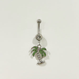 DANGLING PALM TREE BELLY RING