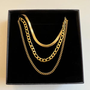 GOLD TRIPLE LAYERED NECKLACE SET
