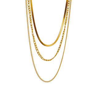 GOLD TRIPLE LAYERED NECKLACE SET